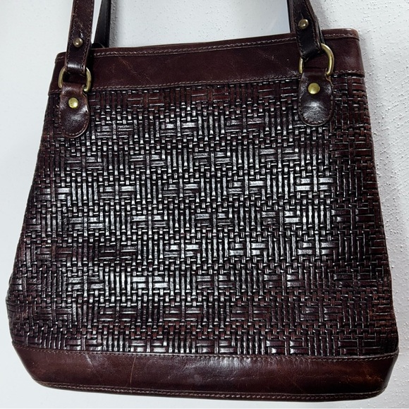 Brahmin Vintage Dark Brown Woven Leather Shoulder Bag - Picture 4 of 16
